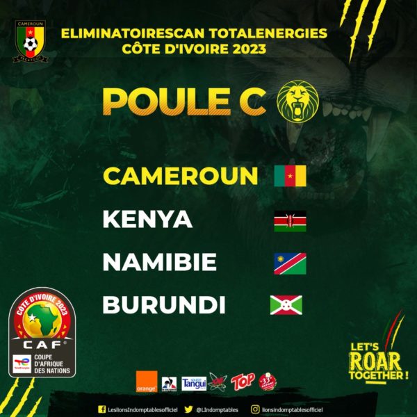 ELIMINATOIRES DE LA CAN 2023 LE CAMEROUN DANS LA POULE C AVEC LE